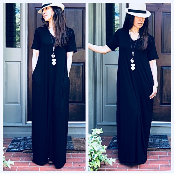 ✨RESTOCKED✨Black long side pocket maxi dress - Picture 4 of 7
